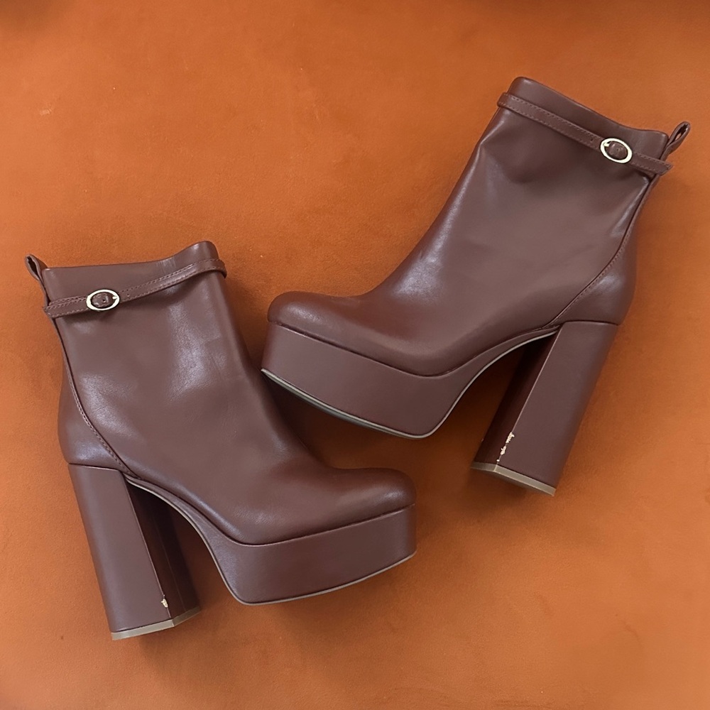 Brown platform boots